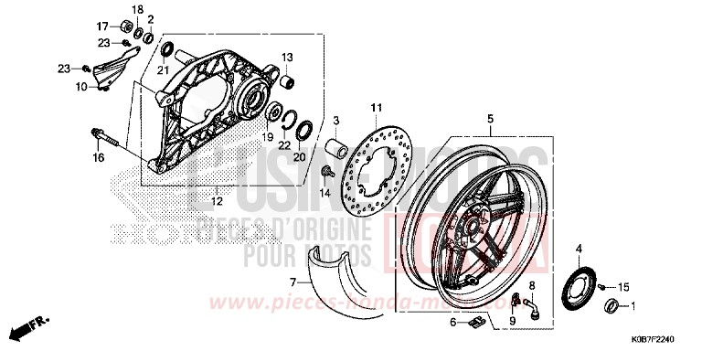 HINTERRAD/SCHWINGE von Forza 300 MAT CYNOS GRAY METALLIC (NH312) von 2019